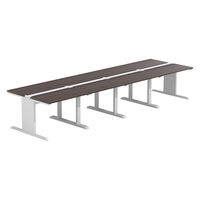 【軒先渡し】LASHデスク ティーレッグホール 幅4000×奥行1200×高さ720mm ダークアッシュ天板/ホワイト脚 1台（直送品）