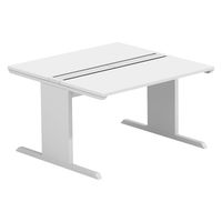 【軒先渡し】LASHデスク ティーレッグホール 幅1200×奥行1200×高さ720mm ホワイト天板/ホワイト脚 1台（直送品）