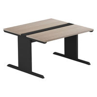 【軒先渡し】LASHデスク ティーレッグホール 幅1200×奥行1200×高さ720mm オーク天板/ブラック脚 1台（直送品）