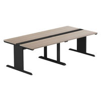 【軒先渡し】LASHデスク ティーレッグホール 幅2400×奥行1200×高さ720mm オーク天板/ブラック脚 1台（直送品）