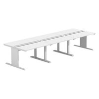 【軒先渡し】LASHデスク ティーレッグホール 幅3600×奥行1200×高さ720mm ホワイト天板/ホワイト脚 1台（直送品）