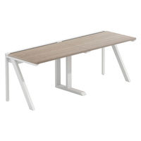 【軒先渡し】LASHデスク ラッシュハーフレッグ 幅2000×奥行700×高さ720mm オーク天板/ホワイト脚 1台（直送品）