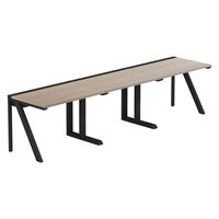 【軒先渡し】LASHデスク ラッシュハーフレッグ 幅3000×奥行700×高さ720mm オーク天板/ブラック脚 1台（直送品）