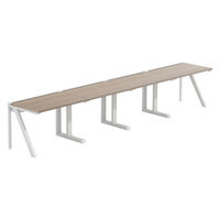 【軒先渡し】LASHデスク ラッシュハーフレッグ 幅4000×奥行700×高さ720mm オーク天板/ホワイト脚 1台（直送品）