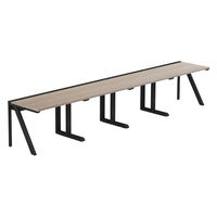 【軒先渡し】LASHデスク ラッシュハーフレッグ 幅4000×奥行700×高さ720mm オーク天板/ブラック脚 1台（直送品）