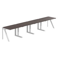 【軒先渡し】LASHデスク ラッシュハーフレッグ 幅4000×奥行700×高さ720mm ダークアッシュ天板/ホワイト脚 1台（直送品）