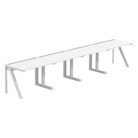 【軒先渡し】LASHデスク ラッシュハーフレッグ 幅4000×奥行700×高さ720mm ホワイト天板/ホワイト脚 1台（直送品）