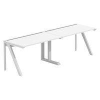 【軒先渡し】LASHデスク ラッシュハーフレッグ 幅2400×奥行700×高さ720mm ホワイト天板/ホワイト脚 1台（直送品）