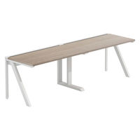 【軒先渡し】LASHデスク ラッシュハーフレッグ 幅2400×奥行700×高さ720mm オーク天板/ホワイト脚 1台（直送品）