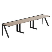 【軒先渡し】LASHデスク ラッシュハーフレッグ 幅3600×奥行700×高さ720mm オーク天板/ブラック脚 1台（直送品）