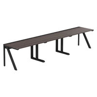 【軒先渡し】LASHデスク ラッシュハーフレッグ 幅3600×奥行700×高さ720mm ダークアッシュ天板/ブラック脚 1台（直送品）