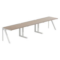 【軒先渡し】LASHデスク ラッシュハーフレッグ 幅3600×奥行700×高さ720mm オーク天板/ホワイト脚 1台（直送品）