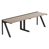 【軒先渡し】LASHデスク ラッシュハーフレッグ 幅2400×奥行700×高さ720mm オーク天板/ブラック脚 1台（直送品）