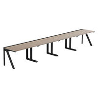 【軒先渡し】LASHデスク ラッシュハーフレッグ 幅4800×奥行700×高さ720mm オーク天板/ブラック脚 1台（直送品）