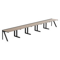 【軒先渡し】LASHデスク ラッシュハーフレッグ 幅6000×奥行700×高さ720mm オーク天板/ブラック脚 1台（直送品）