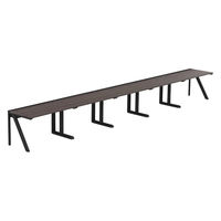 【軒先渡し】LASHデスク ラッシュハーフレッグ 幅6000×奥行700×高さ720mm ダークアッシュ天板/ブラック脚 1台（直送品）