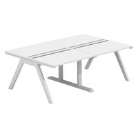 【軒先渡し】LASHデスク ラッシュホールレッグ 幅2000×奥行1400×高さ720mm ホワイト天板/ホワイト脚 1台（直送品）