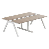 【軒先渡し】LASHデスク ラッシュホールレッグ 幅2000×奥行1400×高さ720mm オーク天板/ホワイト脚 1台（直送品）