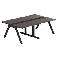 【軒先渡し】LASHデスク ラッシュホールレッグ 幅2000×奥行1400×高さ720mm ダークアッシュ天板/ブラック脚 1台（直送品）