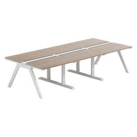 【軒先渡し】LASHデスク ラッシュホールレッグ 幅3000×奥行1400×高さ720mm オーク天板/ホワイト脚 1台（直送品）