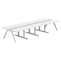 【軒先渡し】LASHデスク ラッシュホールレッグ 幅4000×奥行1400×高さ720mm ホワイト天板/ホワイト脚 1台（直送品）