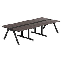 【軒先渡し】LASHデスク ラッシュホールレッグ 幅3000×奥行1400×高さ720mm ダークアッシュ天板/ブラック脚 1台（直送品）