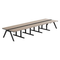 【軒先渡し】LASHデスク ラッシュホールレッグ 幅5000×奥行1400×高さ720mm オーク天板/ブラック脚 1台（直送品）