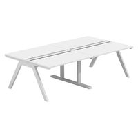 【軒先渡し】LASHデスク ラッシュホールレッグ 幅2400×奥行1400×高さ720mm ホワイト天板/ホワイト脚 1台（直送品）