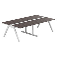 【軒先渡し】LASHデスク ラッシュホールレッグ 幅2400×奥行1400×高さ720mm ダークアッシュ天板/ホワイト脚 1台（直送品）