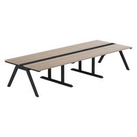 【軒先渡し】LASHデスク ラッシュホールレッグ 幅3600×奥行1400×高さ720mm オーク天板/ブラック脚 1台（直送品）