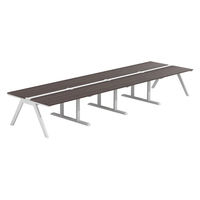 【軒先渡し】LASHデスク ラッシュホールレッグ 幅4800×奥行1400×高さ720mm ダークアッシュ天板/ホワイト脚 1台（直送品）