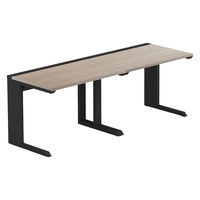 【軒先渡し】LASHデスク ティーレッグハーフ 幅2000×奥行700×高さ720mm オーク天板/ブラック脚 1台（直送品）