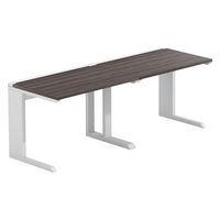 【軒先渡し】LASHデスク ティーレッグハーフ 幅2000×奥行700×高さ720mm ダークアッシュ天板/ホワイト脚 1台（直送品）