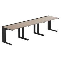 【軒先渡し】LASHデスク ティーレッグハーフ 幅3000×奥行700×高さ720mm オーク天板/ブラック脚 1台（直送品）