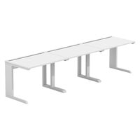 【軒先渡し】LASHデスク ティーレッグハーフ 幅3000×奥行700×高さ720mm ホワイト天板/ホワイト脚 1台（直送品）