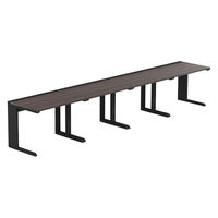 【軒先渡し】LASHデスク ティーレッグハーフ 幅4000×奥行700×高さ720mm ダークアッシュ天板/ブラック脚 1台（直送品）