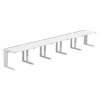 【軒先渡し】LASHデスク ティーレッグハーフ 幅5000×奥行700×高さ720mm ホワイト天板/ホワイト脚 1台（直送品）