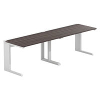 【軒先渡し】LASHデスク ティーレッグハーフ 幅2400×奥行700×高さ720mm ダークアッシュ天板/ホワイト脚 1台（直送品）