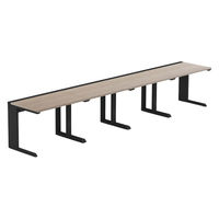 【軒先渡し】LASHデスク ティーレッグハーフ 幅4000×奥行700×高さ720mm オーク天板/ブラック脚 1台（直送品）