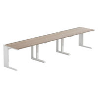 【軒先渡し】LASHデスク ティーレッグハーフ 幅3600×奥行700×高さ720mm オーク天板/ホワイト脚 1台（直送品）