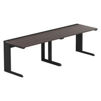 【軒先渡し】LASHデスク ティーレッグハーフ 幅2400×奥行700×高さ720mm ダークアッシュ天板/ブラック脚 1台（直送品）