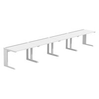 【軒先渡し】LASHデスク ティーレッグハーフ 幅4800×奥行700×高さ720mm ホワイト天板/ホワイト脚 1台（直送品）