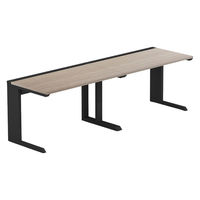 【軒先渡し】LASHデスク ティーレッグハーフ 幅2400×奥行700×高さ720mm オーク天板/ブラック脚 1台（直送品）