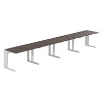 【軒先渡し】LASHデスク ティーレッグハーフ 幅4800×奥行700×高さ720mm ダークアッシュ天板/ホワイト脚 1台（直送品）