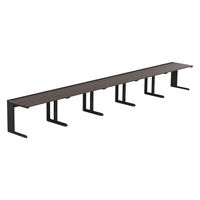 【軒先渡し】LASHデスク ティーレッグハーフ 幅6000×奥行700×高さ720mm ダークアッシュ天板/ブラック脚 1台（直送品）