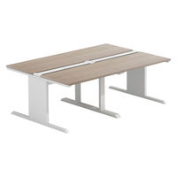 【軒先渡し】LASHデスク ティーレッグホール 幅2000×奥行1400×高さ720mm オーク天板/ホワイト脚 1台（直送品）