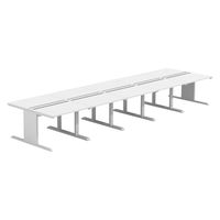 【軒先渡し】LASHデスク ティーレッグホール 幅5000×奥行1400×高さ720mm ホワイト天板/ホワイト脚 1台（直送品）