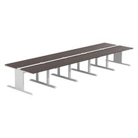 【軒先渡し】LASHデスク ティーレッグホール 幅5000×奥行1400×高さ720mm ダークアッシュ天板/ホワイト脚 1台（直送品）