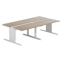 【軒先渡し】LASHデスク ティーレッグホール 幅2400×奥行1400×高さ720mm オーク天板/ホワイト脚 1台（直送品）