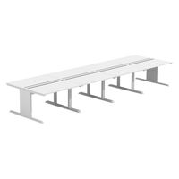 【軒先渡し】LASHデスク ティーレッグホール 幅4800×奥行1400×高さ720mm ホワイト天板/ホワイト脚 1台（直送品）